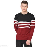 Stylish men's cotton colorblocked long sleeves t-shirt, made in India (S: 38in x 26.5in, M: 39in x 27in, L: 41in x 28in, XL: 43in x 28.5in, XXL: 44in x 29in)