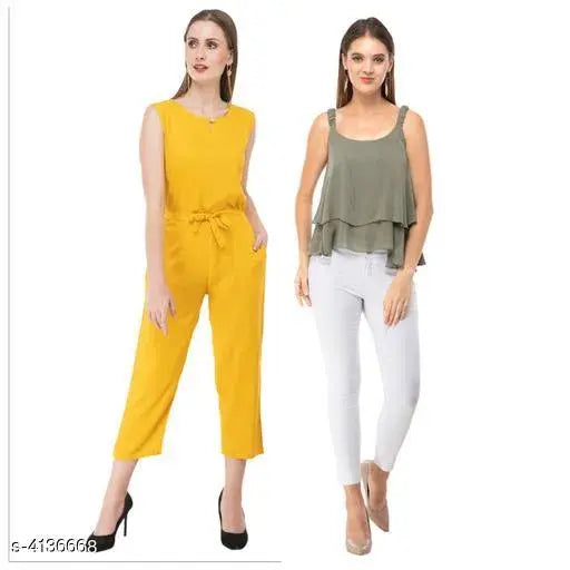 Rayon sleeveless Kashvi Drishya women's jumpsuit, solid pattern, M & L sizes available from India