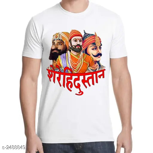 Cotton blend men's Kshatriyas T-shirt with short sleeves, printed net design - Indian ethnic wear