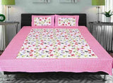 Attractive cotton 180 thread count queen bedsheet, pack of 1 with two pillow covers, Indian origin