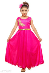 Pink cotton blend sleeveless dress for girls, single size 1-2 years, RNR Fashion kids party wear