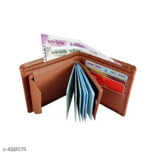 Classic leather, modern mens wallet. Solid net, free size (L:12cm, W:9cm), made in India