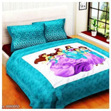 Jaipuri cotton printed double bed sheet, queen size with 2 pillow covers, 140 thread count, patterned from India