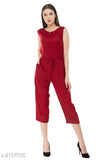 Elegant rayon sleeveless womens jumpsuit, solid color, Indian-made fashion apparel