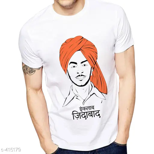 Fancy polyester short sleeve T-shirts, printed design, varied sizes S-XXL, Made in India