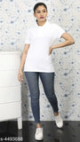 Cotton solid-colored Fleximaa women's short-sleeved t-shirt from India