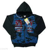 Blue printed fleece sweatshirt for kids, long sleeves, sizes: 2-3yrs, 3-4yrs, made in India