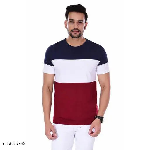Cotton colorblocked short sleeves mens t-shirt, trendy fashion for men, made in India