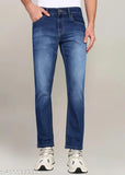 Rusticblooms blue denim jeans, stylish, comfortable, washed/dyed, premium stretch fabric