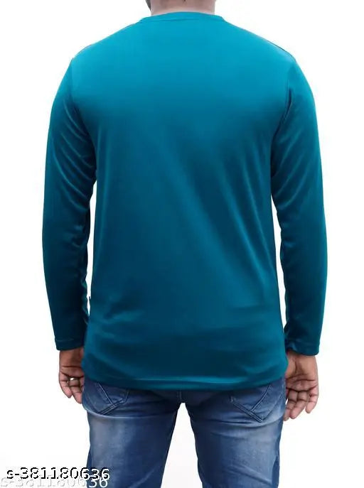 Men's round neck regular dry fit gym cotton blend t-shirt, 95% polyester, 5% elastane, long sleeves, printed net pattern, quickdry and lightweight base layer designed for sports