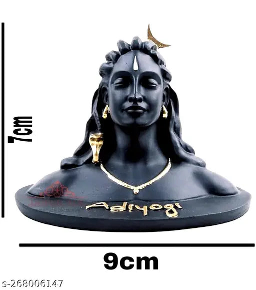 Rudraksha mala with Adiyogi Ji statue for car dashboard, Indian religious art for home puja and gifting