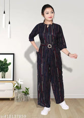 Embellished net cotton blend jumpsuit for women, three-quarter sleeves, XL size with bust 40in, length 52in, waist 36in. Made in India