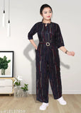 Embellished net cotton blend jumpsuit for women, three-quarter sleeves, XL size with bust 40in, length 52in, waist 36in. Made in India
