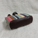 Classical applique design jute women's ethnic sling bag, free size with 3 compartments. Trendy hand block prints, sturdy grip, adjustable long belt. Perfect for daily use with western or traditional outfits." (120 characters)