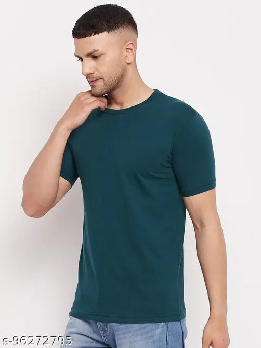Lycos men's cotton half sleeves round neck solid t-shirt, solid color, short sleeve, XXL size (India origin)