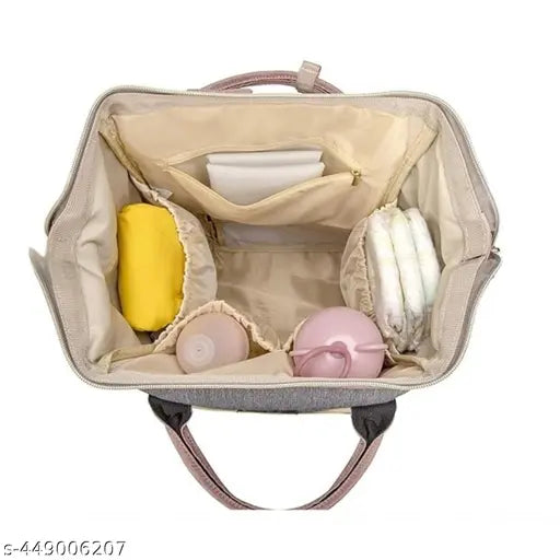 Polyester net baby diaper bag - Durable, spacious, water-resistant, easy-to-clean, and lightweight maternity travel backpack for moms with insulated bottle pockets