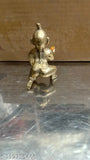 Blue-eyed brass Krishna idol, traditional Indian Krishna statue - size 2