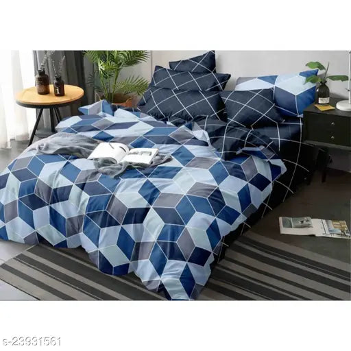 Glace cotton king size AC comforter set with bedsheet and pillow covers, soft, lightweight, multipack of 4, suitable for all seasons