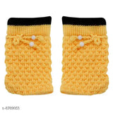 Yellow wool baby hoodie sweater with self-design net pattern, long sleeves for infants (0-6M, 3-6M). Made in India