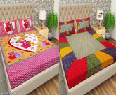 100% cotton cartoon-printed double bedsheet combo with jaipuri motifs, ideal for summer - VNV Creation