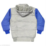 Grey Polyester Trandy Jacket for Boys - Dinosaur Print, Unisex Winter Coat with Hood, Safe Silicone Zipper Pull, Perfect for Autumn & Winter, High Quality Materials, Adorable Design, Sizes: 12-18M, 18-24M, 0-1Y, 1-2Y, 2-3Y, 3-4Y, 4-5Y, 5-6Y, 6-7Y, 7-8Y. Made in India