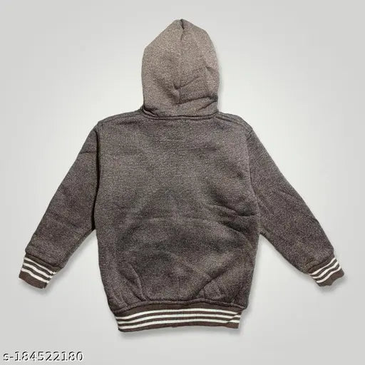 Light brown cotton kids' sweater with long sleeves, solid pattern - Indian made quality clothing for juniors