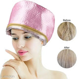 Warm pink women's thermal hair spa cap, others pattern, India-origin, no water needed for functioning