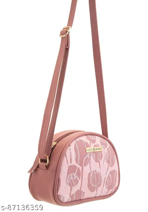 Rainbow Faux Leather Sling Bag, vibrant floral print, ample storage for daily essentials