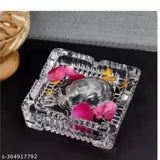 Crystal glass turtle kachua feng shui showpiece, vibrant bowl plate set for good luck & home decor