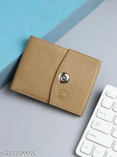 Casual beige artificial leather men's wallet, 6 card slots, magnetic closer, Indian craftsmanship