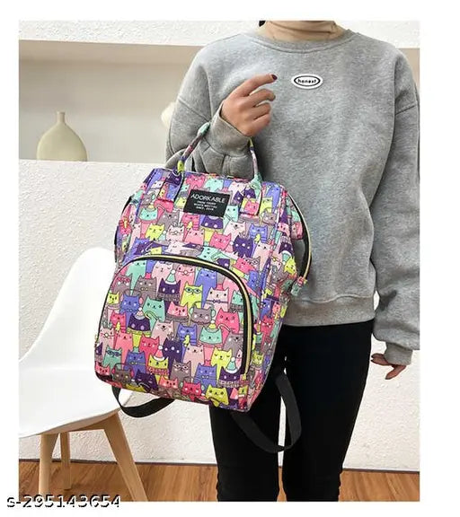 Polyester net diaper bag with bottle organizer, waterproof, large capacity for baby essentials - Lil Sprouts Baby On Board Series