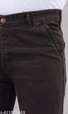Men's brown stretchable denim jeans, solid pattern for versatile casual and semi-formal wear. Brown jeans size 42, 44, 46, 48, 50 (Waist 42in/44in/46in/48in/50in, Hip 47in/49in/51in/53in/55in). Made in India