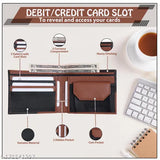 Faux leather square ATM wallet for men with colorblock design, durably lined, features 3 card slots, ID holder, coin pocket, and 2 currency compartments
