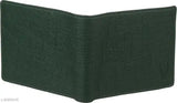 Green PU leather men's wallet, album style with chain coin pocket, compact size for everyday use