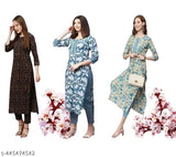 Women's printed top & bottom set, three-quarter sleeves, vibrant Indian design