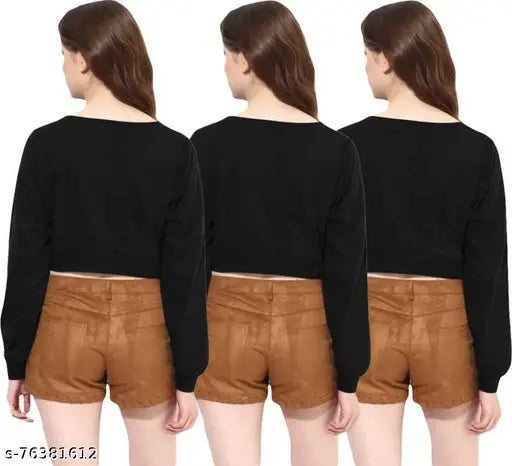 Solid cotton Selvike fancy long-sleeved crop top, stylish Indian fashion wear