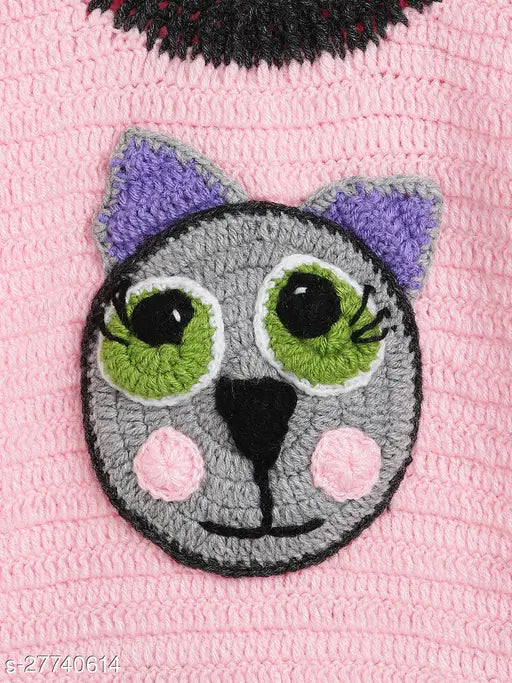 Green hand-knitted crochet sweater, self-designed net pattern using Vardhaman wool for kids 0-3 years