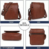 Black faux leather sling bag for men and boys, compact and supreme design with adjustable strap and multiple pockets, ideal for daily essentials, made in India