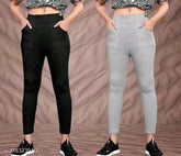 Cotton blend solid-colored unique women's jeggings P-2, available in sizes 28, 30, 32, 34, and free size. Made in India