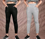 Cotton blend solid-colored unique women's jeggings P-2, available in sizes 28, 30, 32, 34, and free size. Made in India