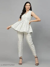 Cotton woven design western wear top & bottom set (Cord set), sleeveless, vintage-inspired, versatile summer collection by The Mahet Enterprise, India