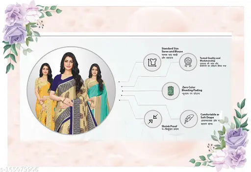 Art Silk MALGUDI Saree & Blouse, printed with Indian motifs on free size
