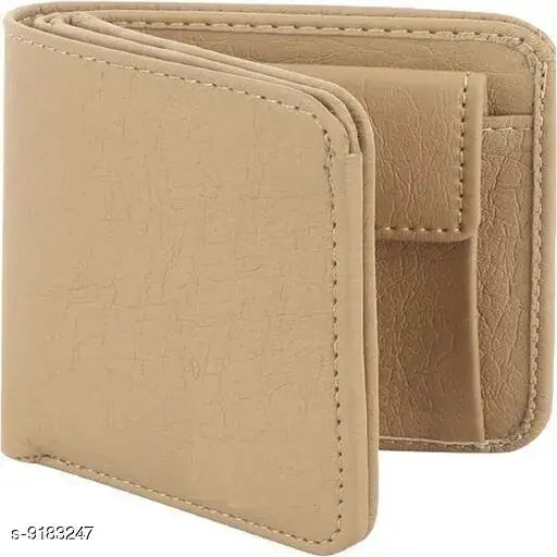 PU khaki men's wallet, free size (L10cm x W6cm), durable accessory from India