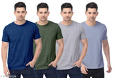 Mens premium cotton t-shirt pack of 4 - solid color short sleeve pack for men, displaying quality Indian-made apparel
