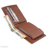 Brown faux leather men's wallet, durable dual compartment with secret storage, stylish accessory for men's card and money organization (Made in India)