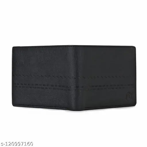 Textured PU leather Benzene men's slim wallet with detachable card slot, extra chain pocket. Brown and black faux leather accessory for stylish storage