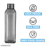 Black leak-proof fridge water bottle combo (1000ml each), freezer-safe, BPA-free, compact design for home, office, gym & school use