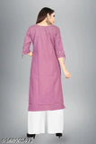 Cotton Kurta and Rayon Palazzos Set - Checked Indigo Blue Indian Outfit with Three-Quarter Sleeves