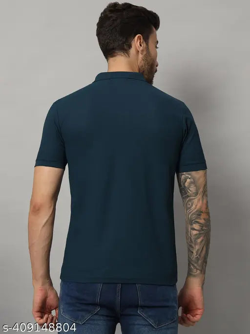 AAUSTRIA Men's solid cotton blend polo t-shirt, short sleeves, country of origin: India