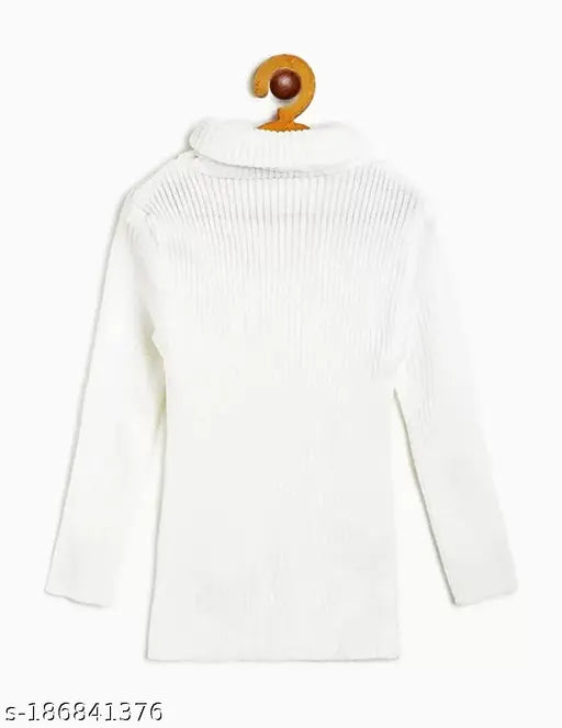 White & pink wool high neck kids' sweater set for babies (boys/girls), combo pack of 2 (0-12 months)